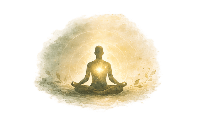 Meditation in soft golden light